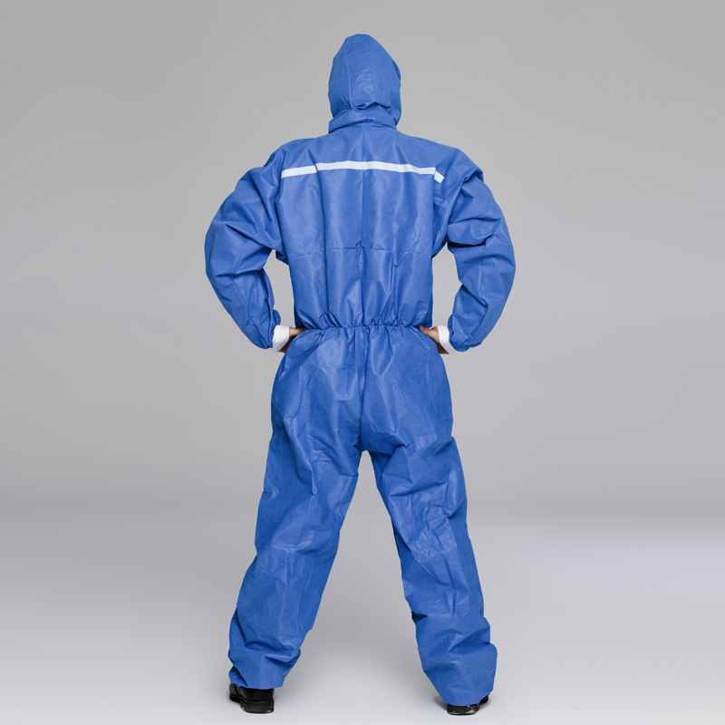 Type 5/6 SMS Coverall SMS Polypropylene Coveralls สีขาวที่ใช้แล้วทิ้ง